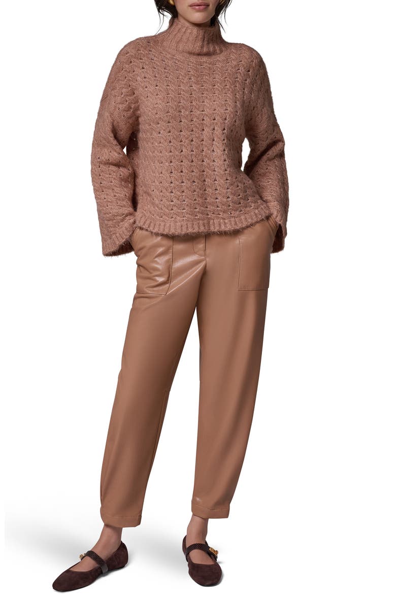 Basket Weave Turtleneck Sweater, Alternate, color, CAMEL
