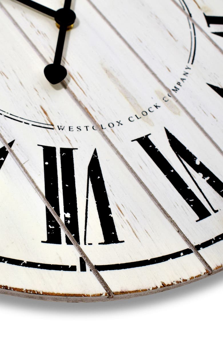Westclox Washed Wood Wall Clock, Alternate, color, White