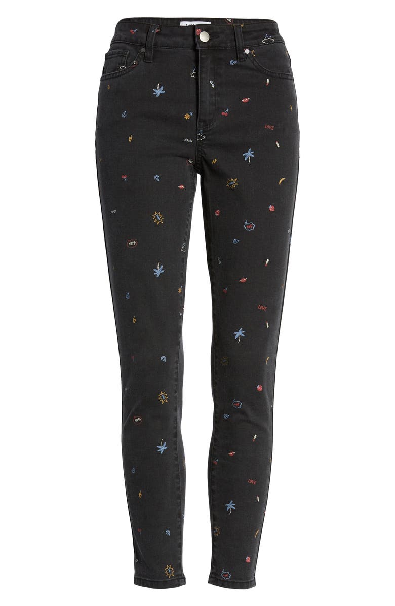 Tinsel Print Skinny Jeans, Alternate, color,