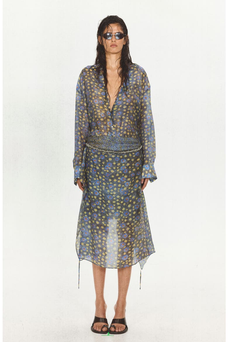 Semi-Sheer Printed Shirt, Alternate, color, BLACK