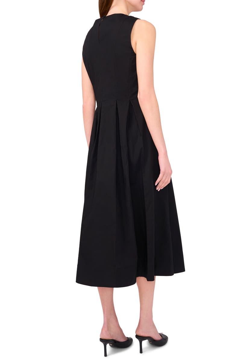 Halogen<sup>®</sup> Pleated Poplin Midi Dress, Alternate, color, Rich Black 060