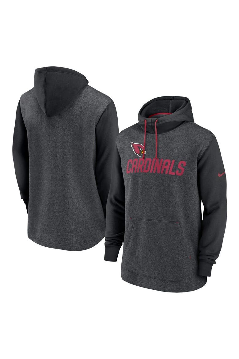 Men's Nike Heathered Charcoal/Black Arizona Cardinals Surrey Legacy Pullover Hoodie, Main, color, Heather Charcoal