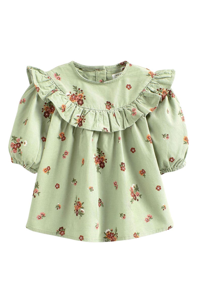 NEXT Kids' Ditsy Floral Long Sleeve Ruffle Corduroy Dress, Main, color,