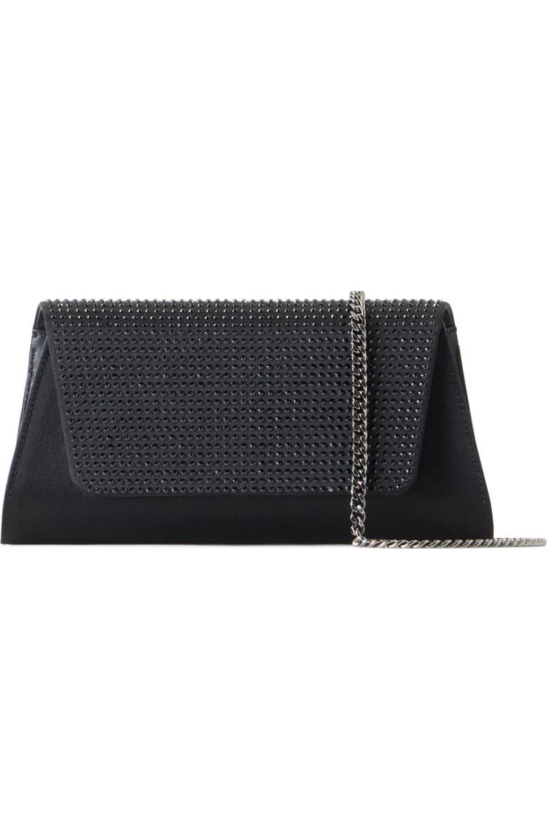 Akris Anouk Crystal Embellished Silk & Leather Clutch, Main, color, Black