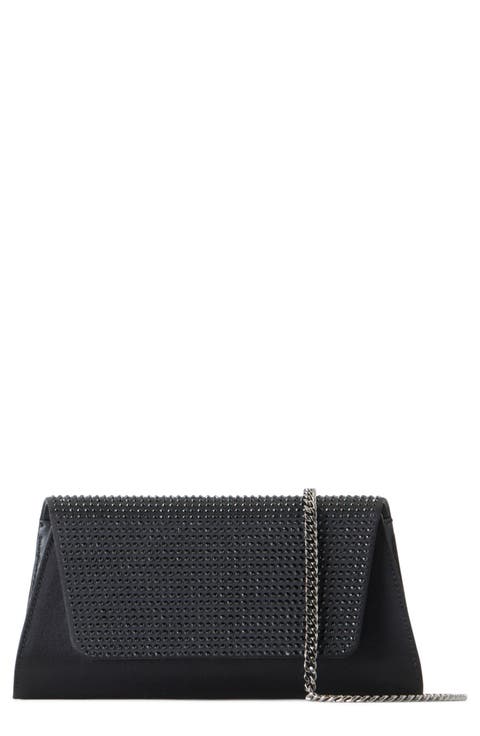Anouk Crystal Embellished Silk & Leather Clutch
