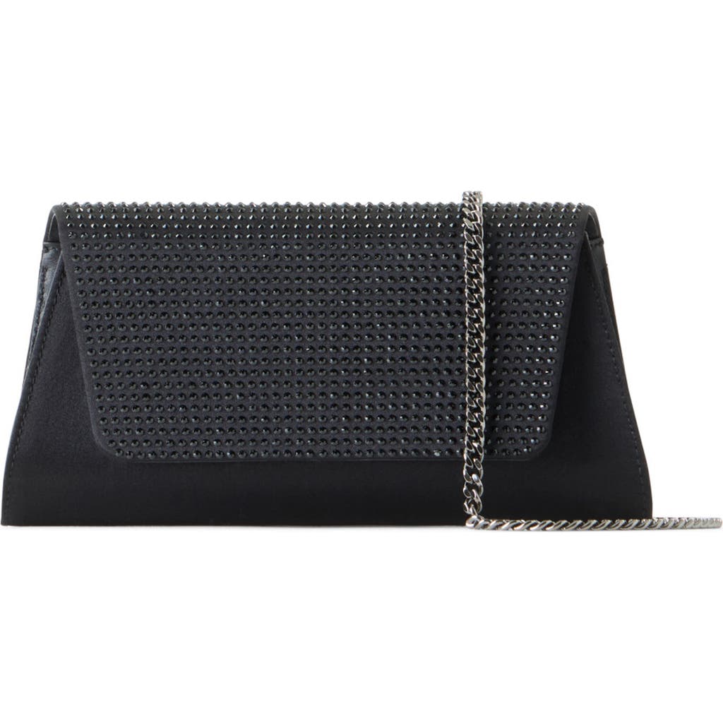 Akris Anouk Crystal Embellished Silk & Leather Clutch In Black