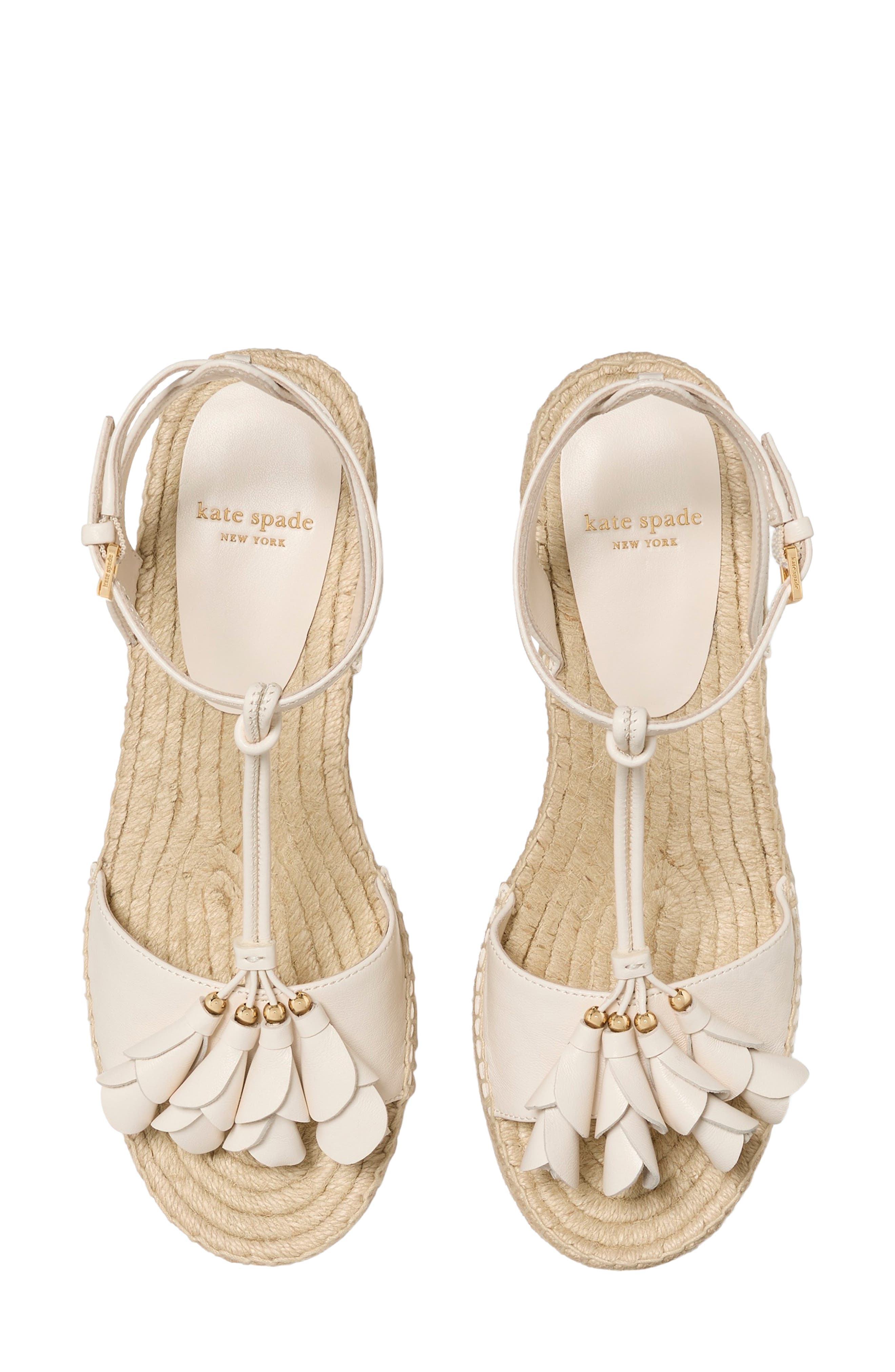 Kate Spade New York ankle strap espadrille platform wedge sandal, Alternate, color, Cream.