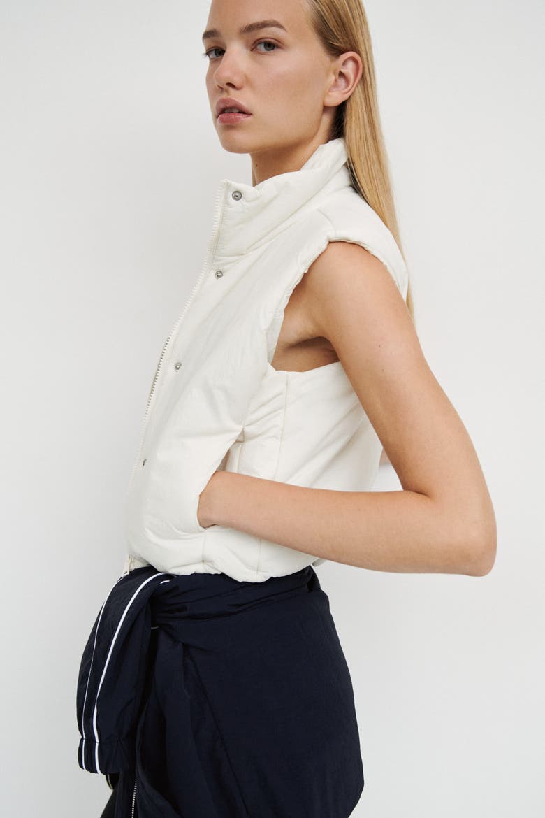 Padded Nylon Vest, Alternate, color, Cream