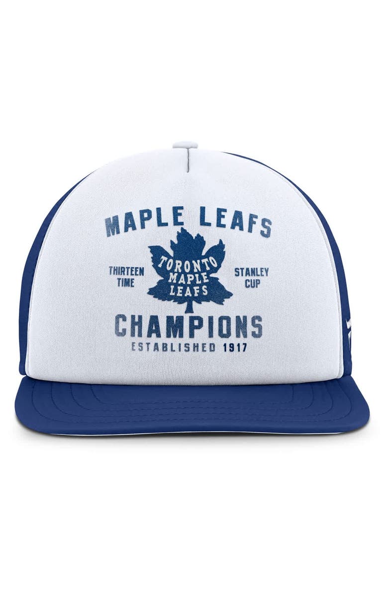 FANATICS Men's Fanatics White/Blue Toronto Maple Leafs Decades Collection Foam Front Snapback Hat, Alternate, color,