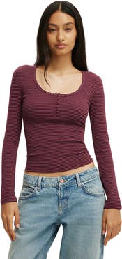 Cotton On Women's Blake Scoop Henley Long Sleeve