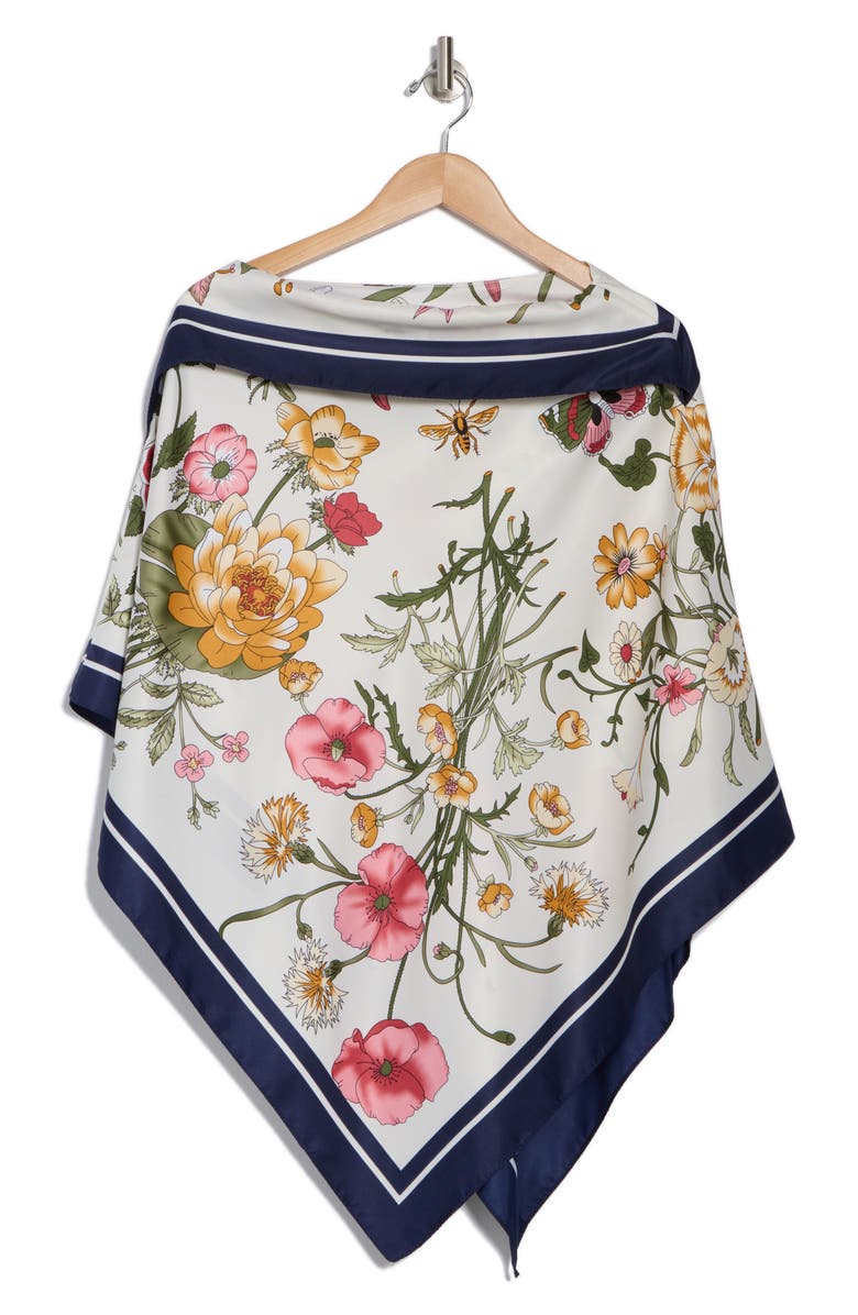 La Fiorentina Floral Print Poncho, Alternate, color, Ivory