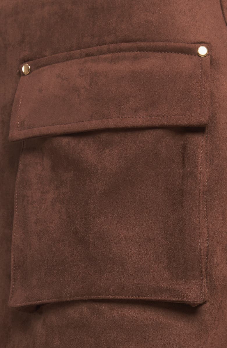 FLYING TOMATO Faux Suede Cargo Miniskort, Alternate, color, Brown