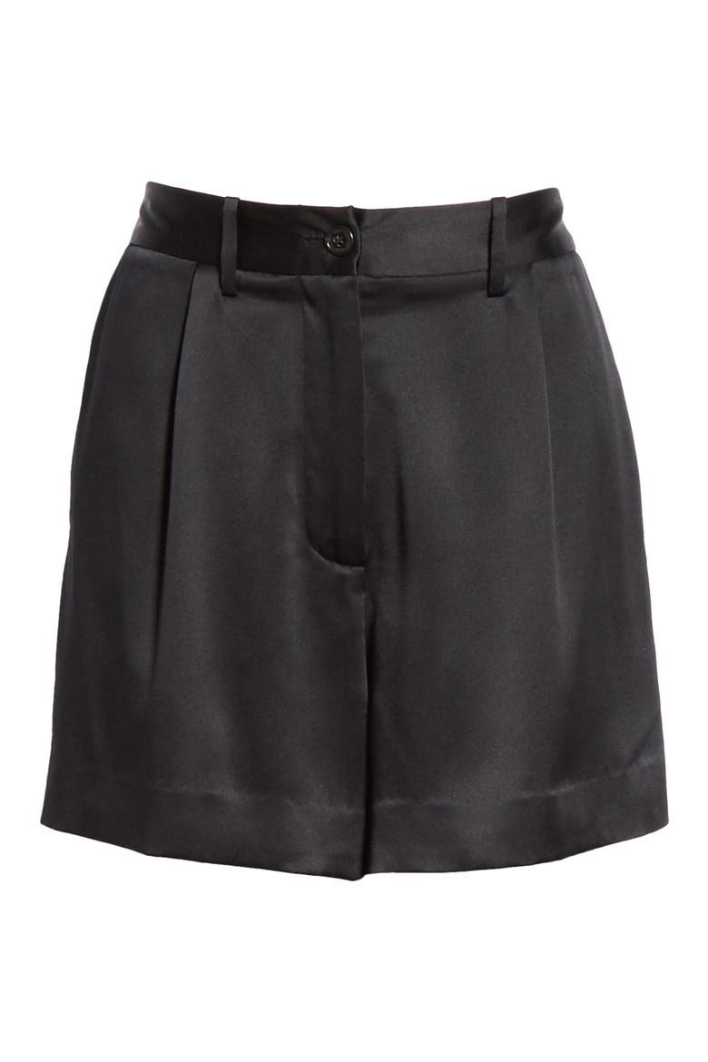 Bordeaux Silk Satin Shorts, Alternate, color, BLACK
