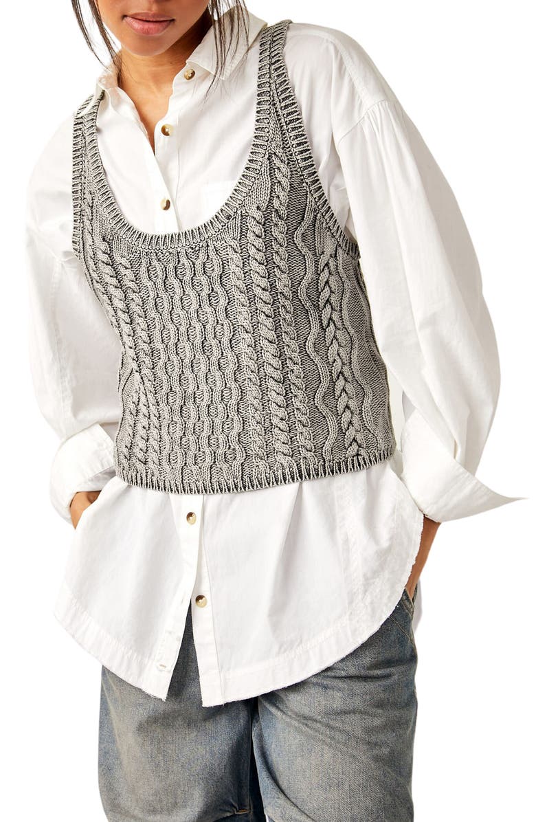 Free People High Tide Cable Stitch Cotton Sweater Tank, Main, color, 