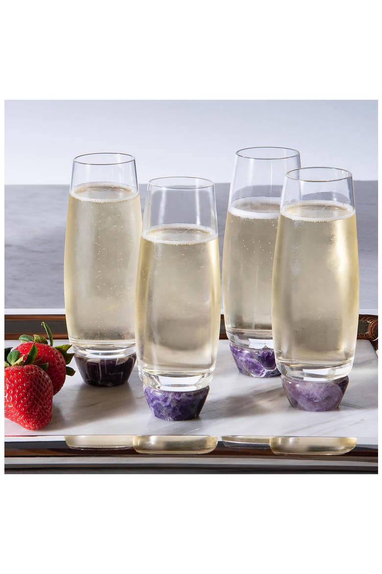 Elevo Set of 2 Champagne Glasses, Alternate, color, AMETHYST