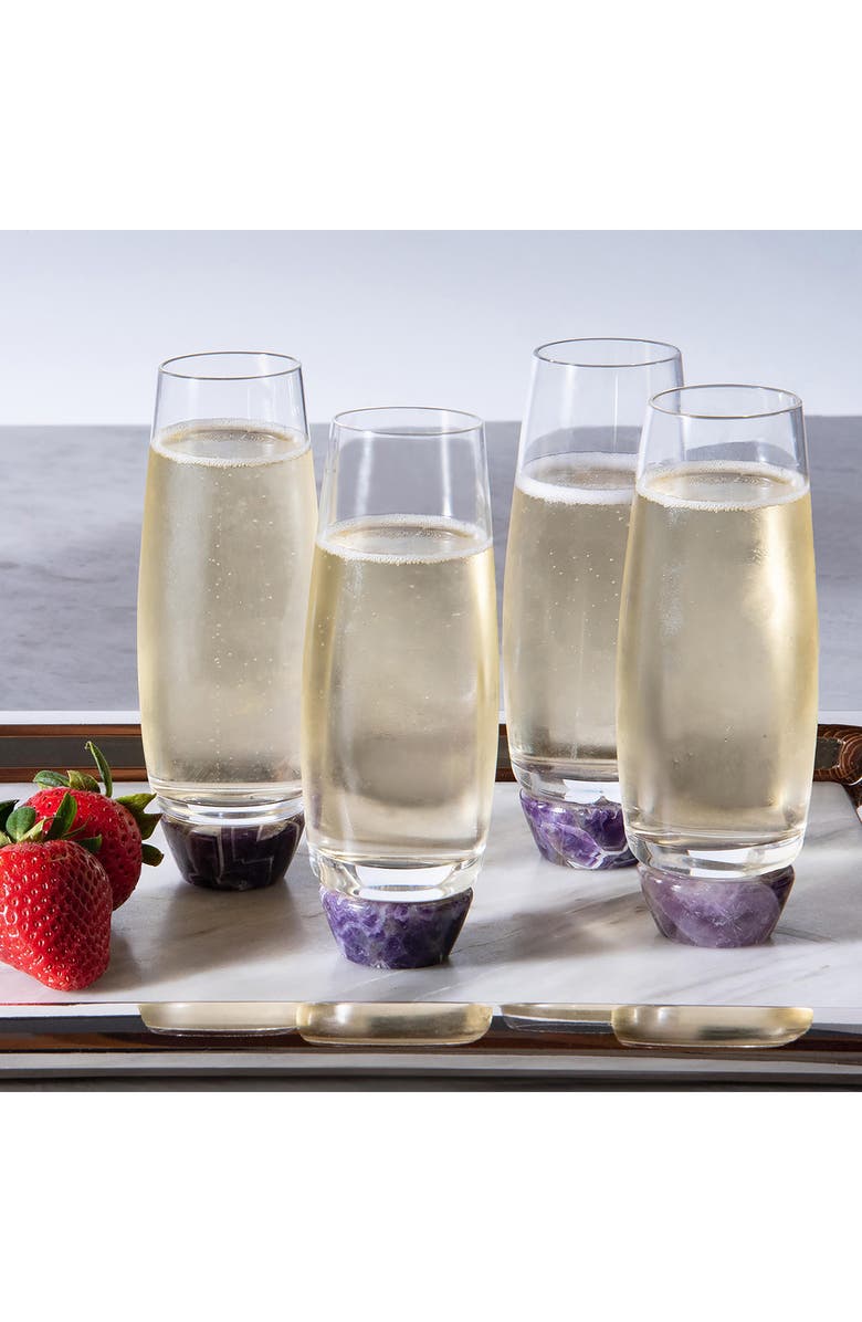 ANNA New York Elevo Set of 2 Champagne Glasses, Alternate, color, Amethyst