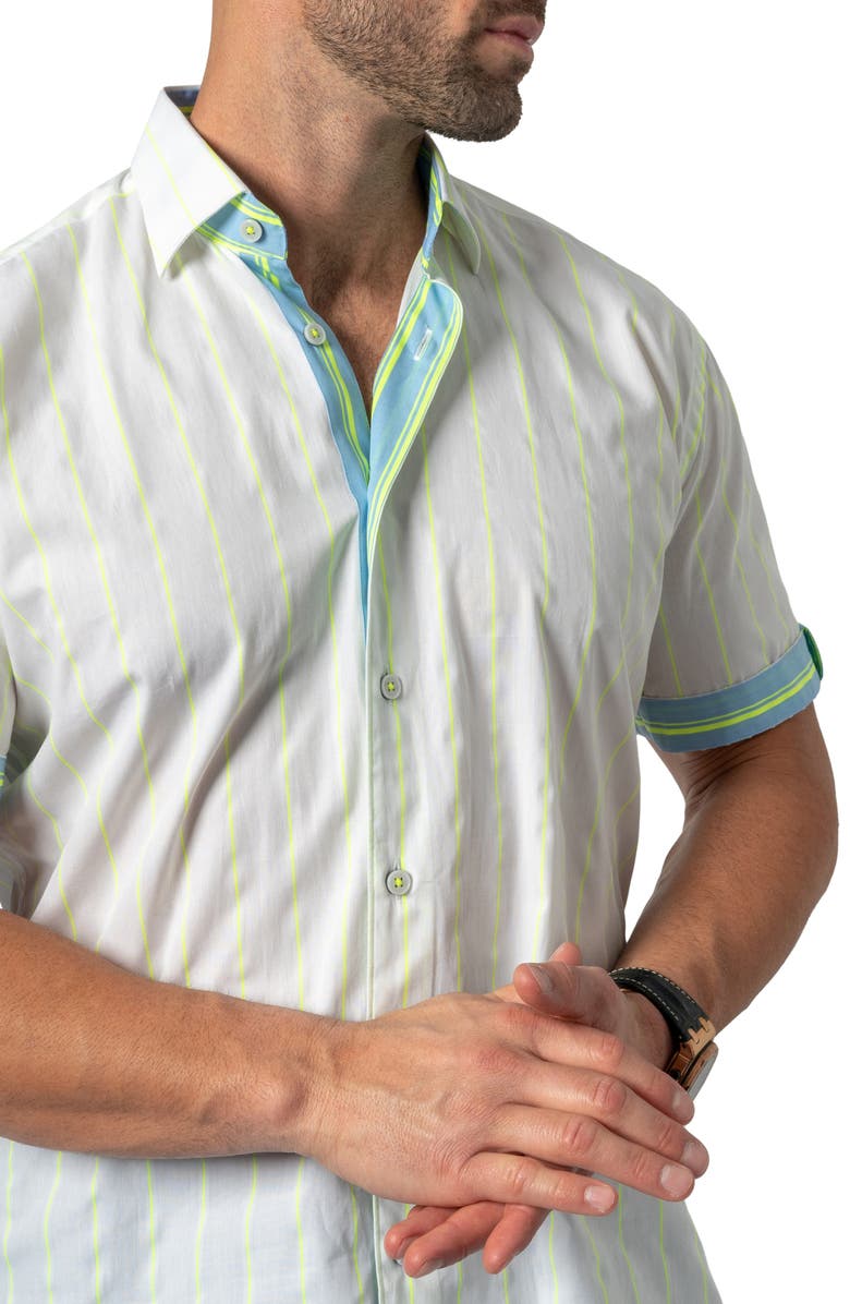 Maceoo Galileo Fluo Short Sleeve Cotton Button-Up Shirt, Alternate, color,