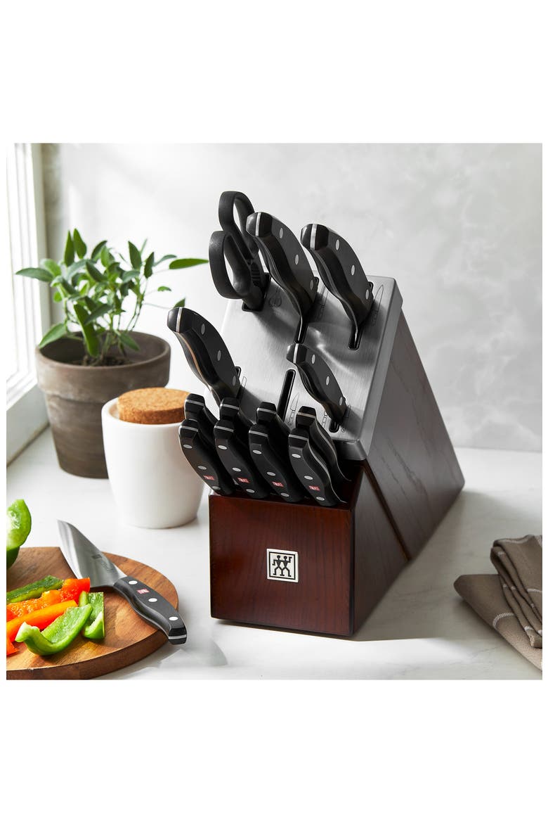 Twin Signature 15-Piece Knife Block Set, Alternate, color, BROWN