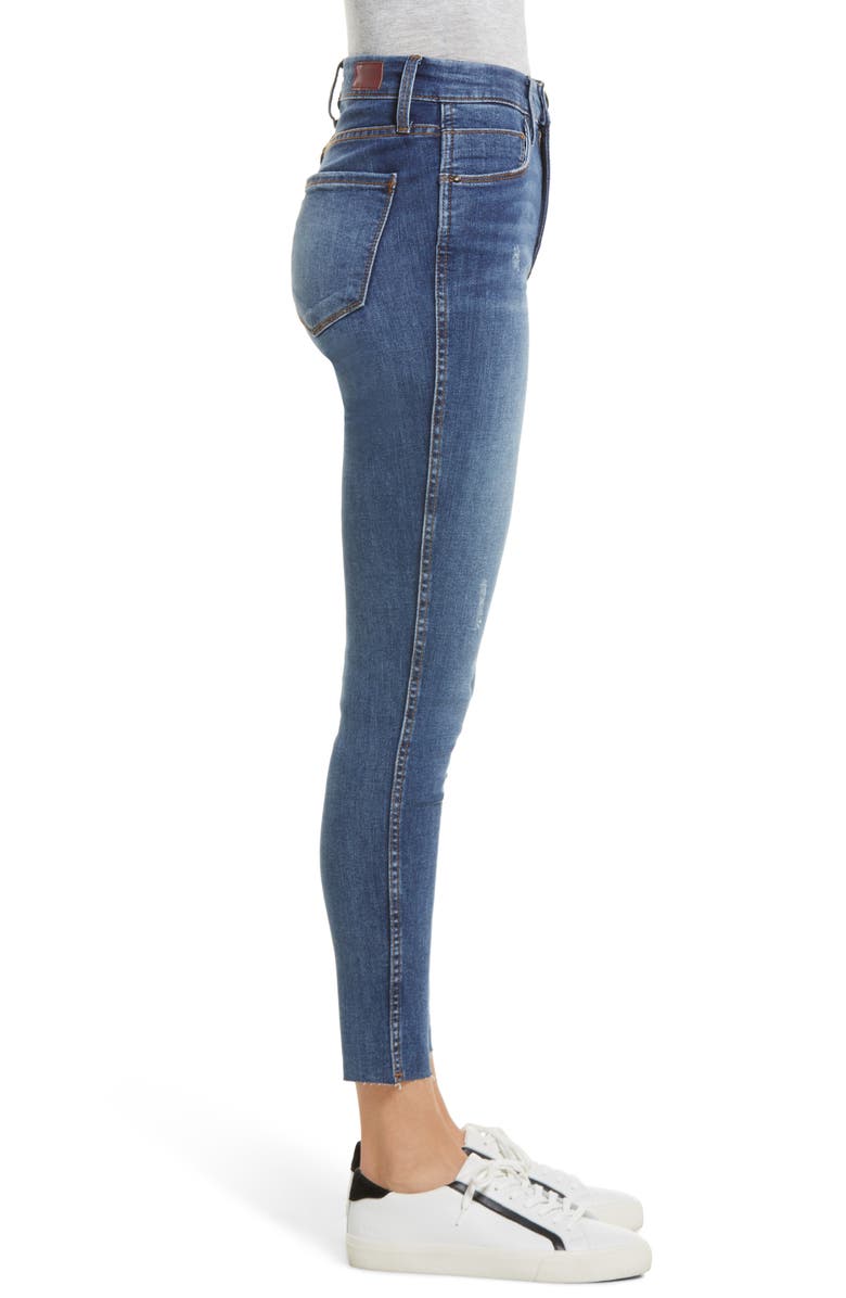 Whetherly Cooper High Waist Raw Hem Skinny Jeans, Alternate, color, Medium Brooklyn