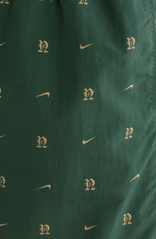 Nike Swim All-over Monogram Nylon 7 Volley Swim Shorts In Fir