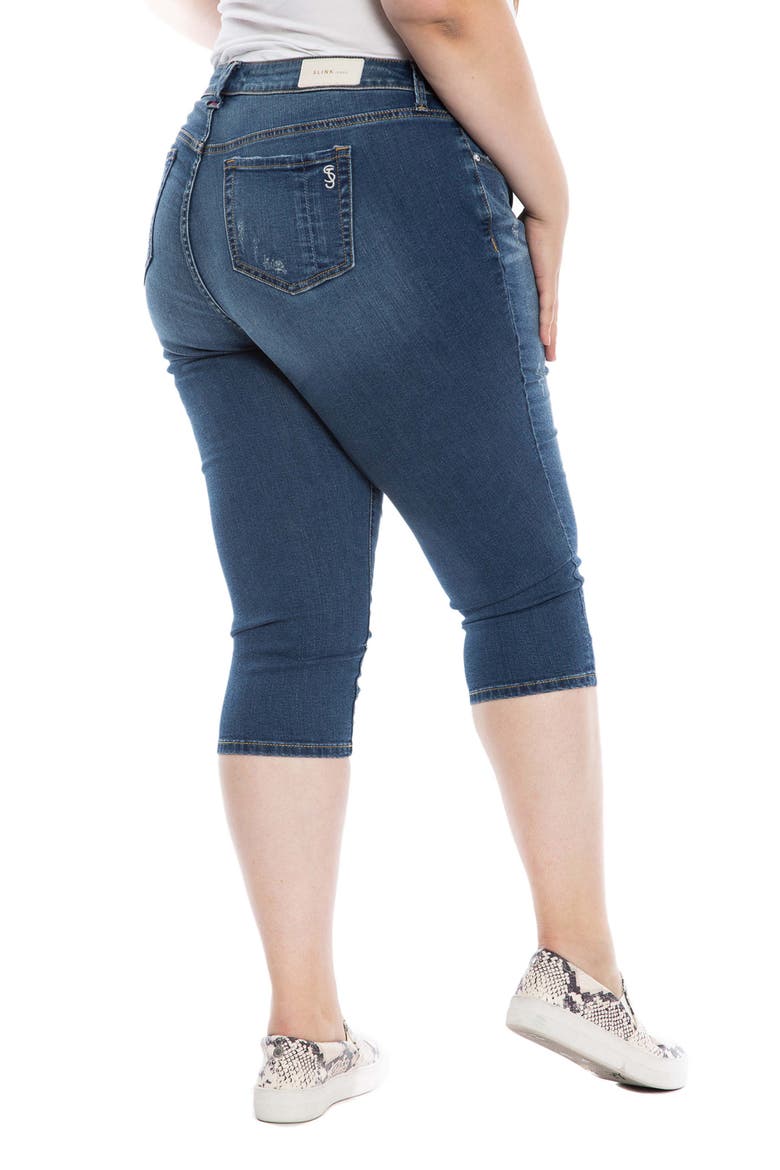 Frayed Crop Capri Jeans, Alternate, color, PALMER
