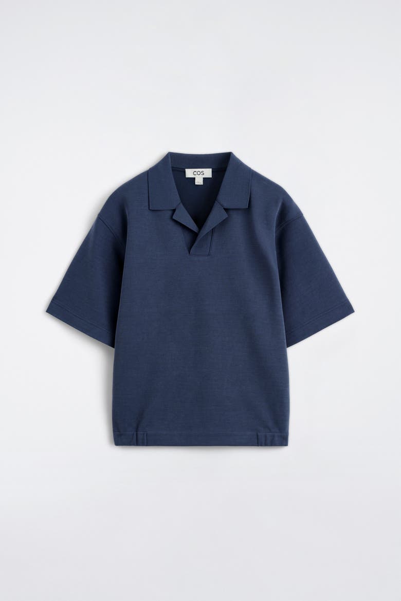 Jersey-Bonded Cotton-Twill Polo Shirt, Alternate, color, NAVY