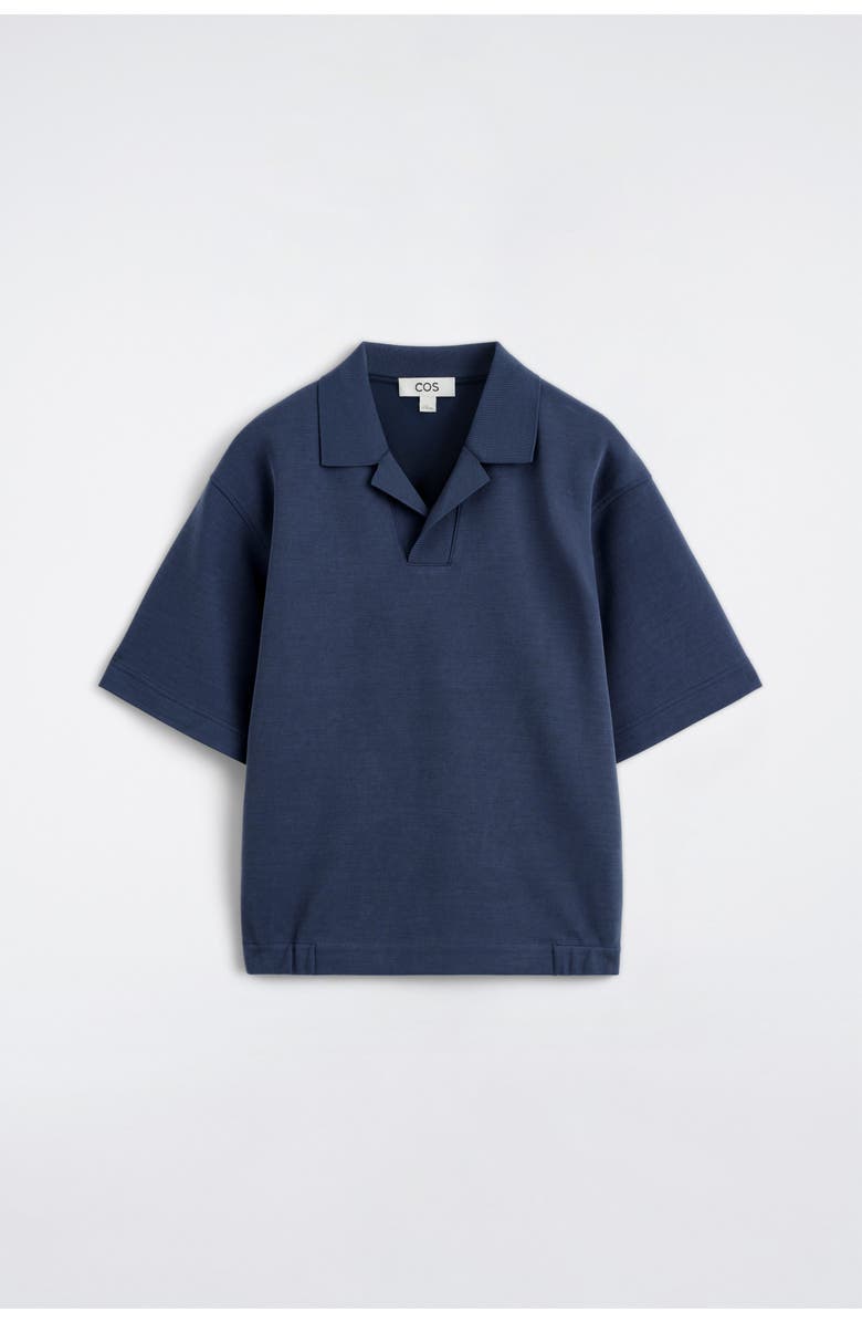 COS Jersey-Bonded Cotton-Twill Polo Shirt, Alternate, color, Navy