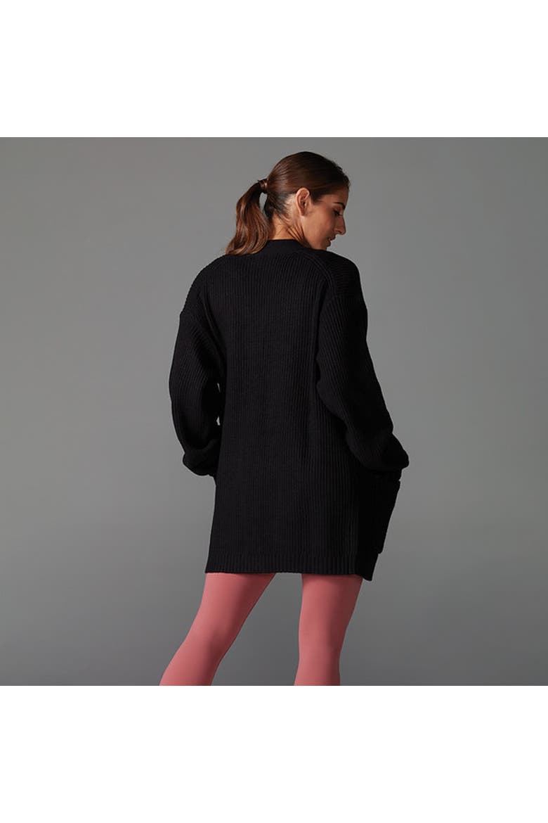 Alpine Long Cardigan, Alternate, color, EBONY
