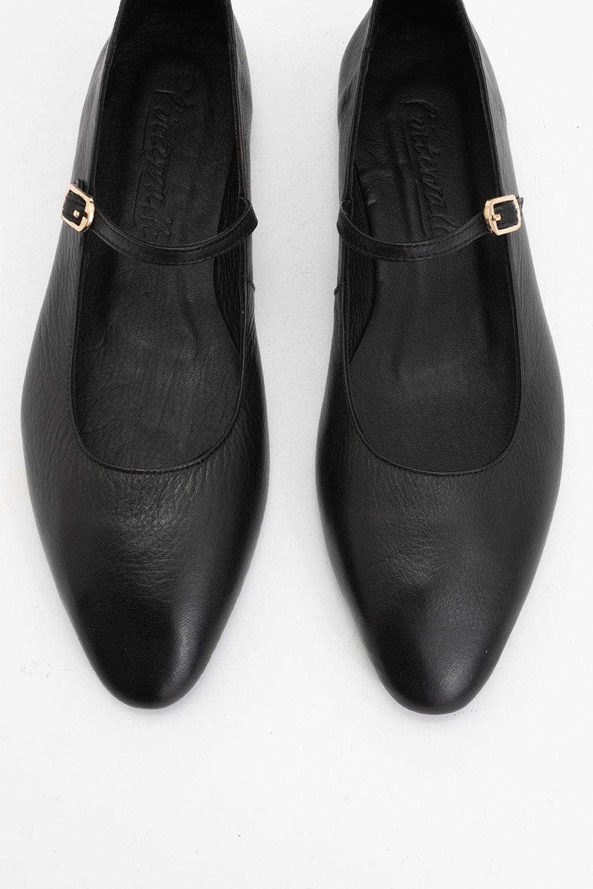 Lara Leather Mary Jane Flats, Alternate, color, Black Leather