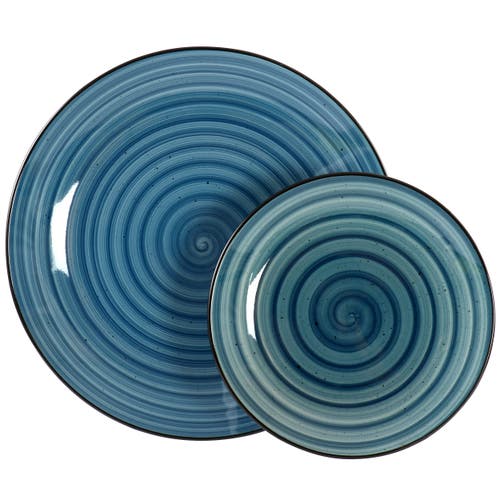 Elama Gia 24 Piece Round Stoneware Dinnerware Set In Blue