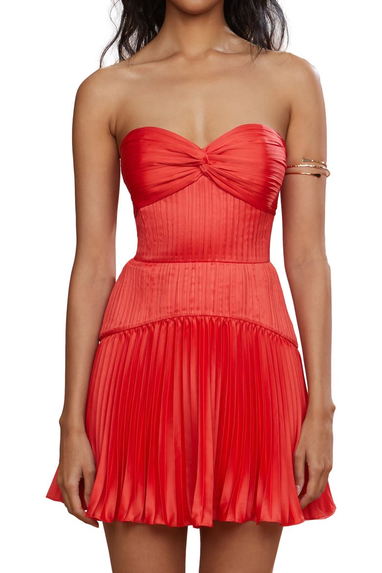 Catrina Mini Pleated Dress, Alternate, color, Red Rock