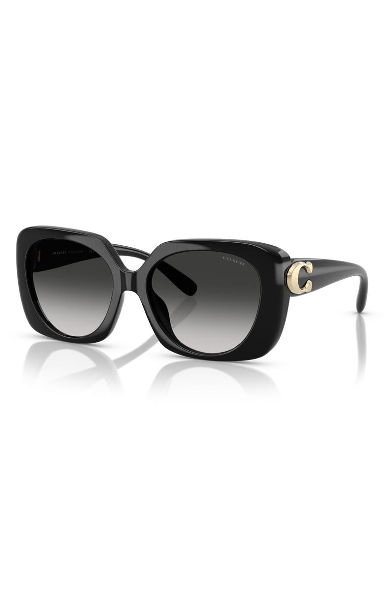 COACH 55mm Gradient Square Sunglasses, Alternate, color, Black / Grey Gradient