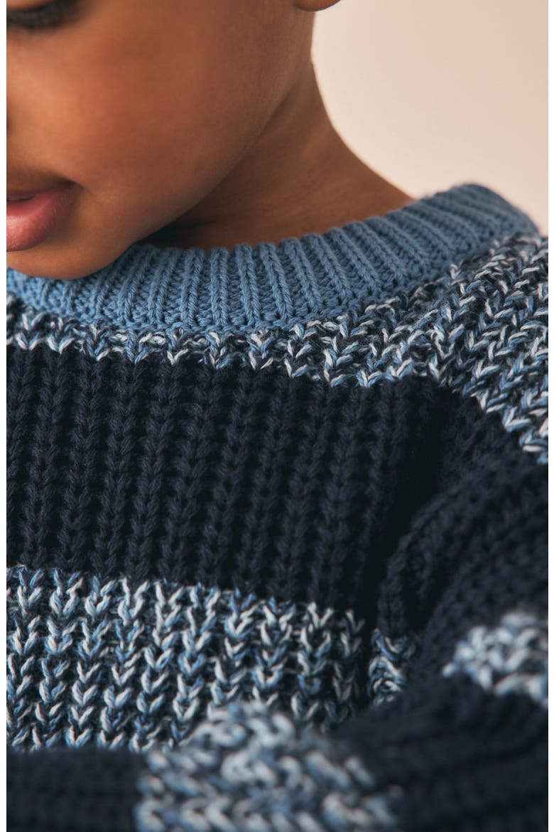 Kids' Stripe Cotton Blend Sweater, Alternate, color, BLUE