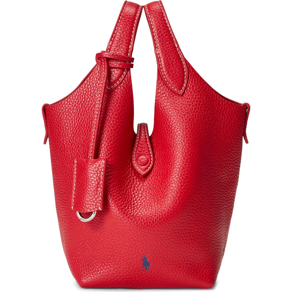Polo Ralph Lauren Shiny Drum Leather Tote In Red