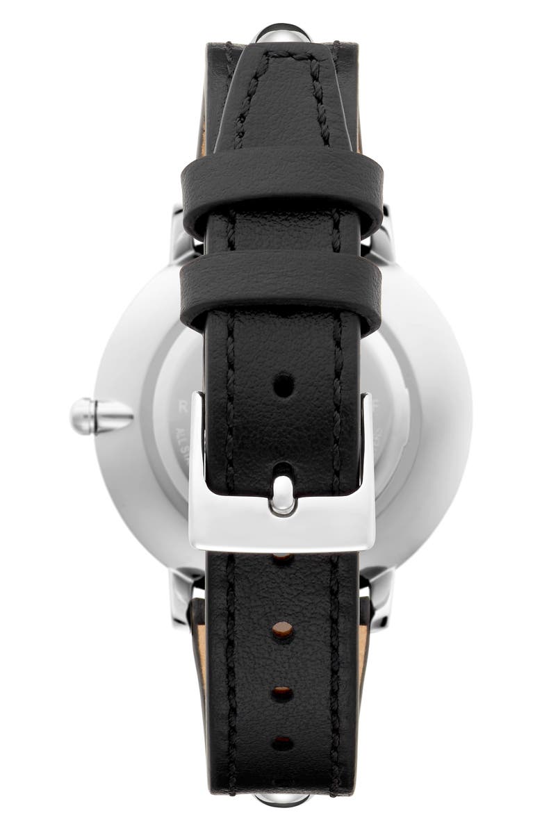 Rebecca Minkoff Major Stud Leather Strap Watch, 35mm, Alternate, color, 