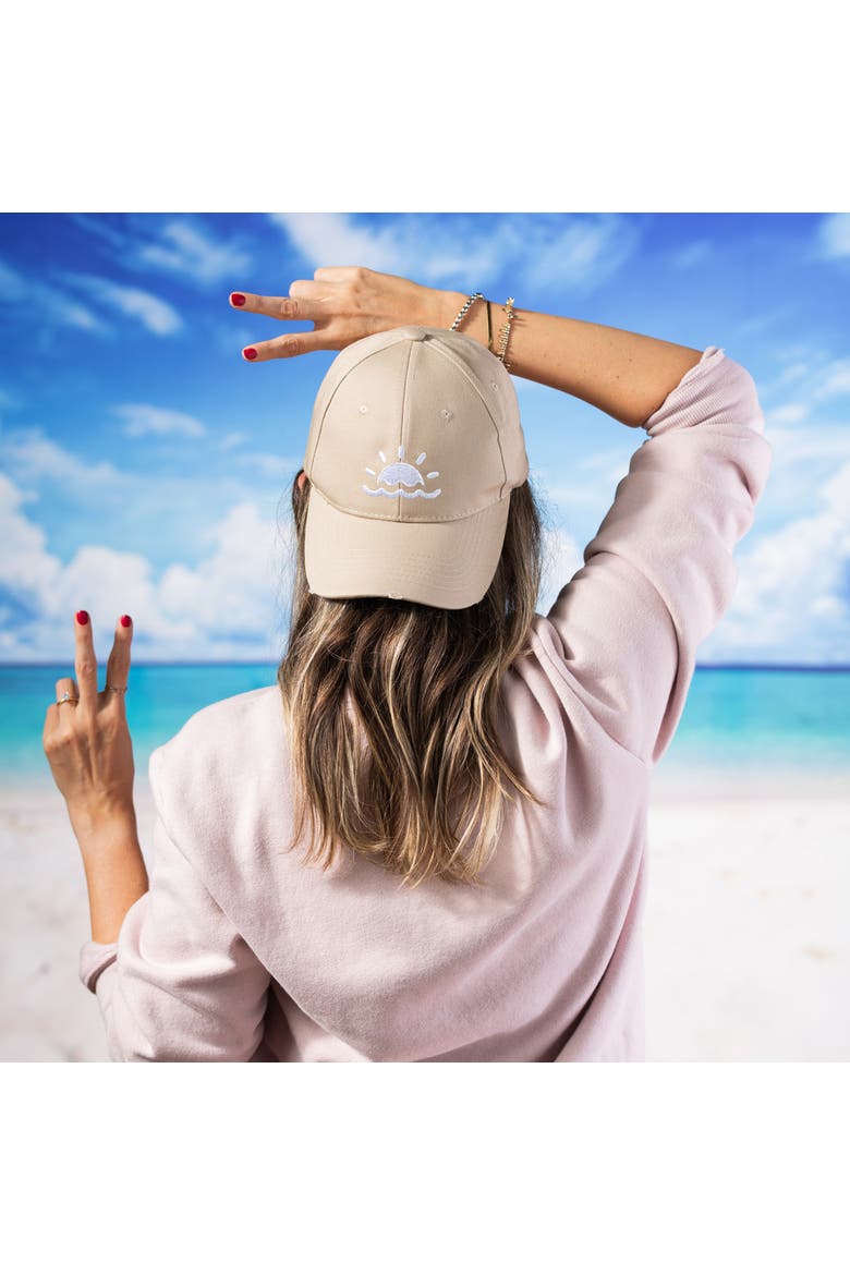 Tan Distressed Sun & Water Hat Cotton Brown, Alternate, color, Brown