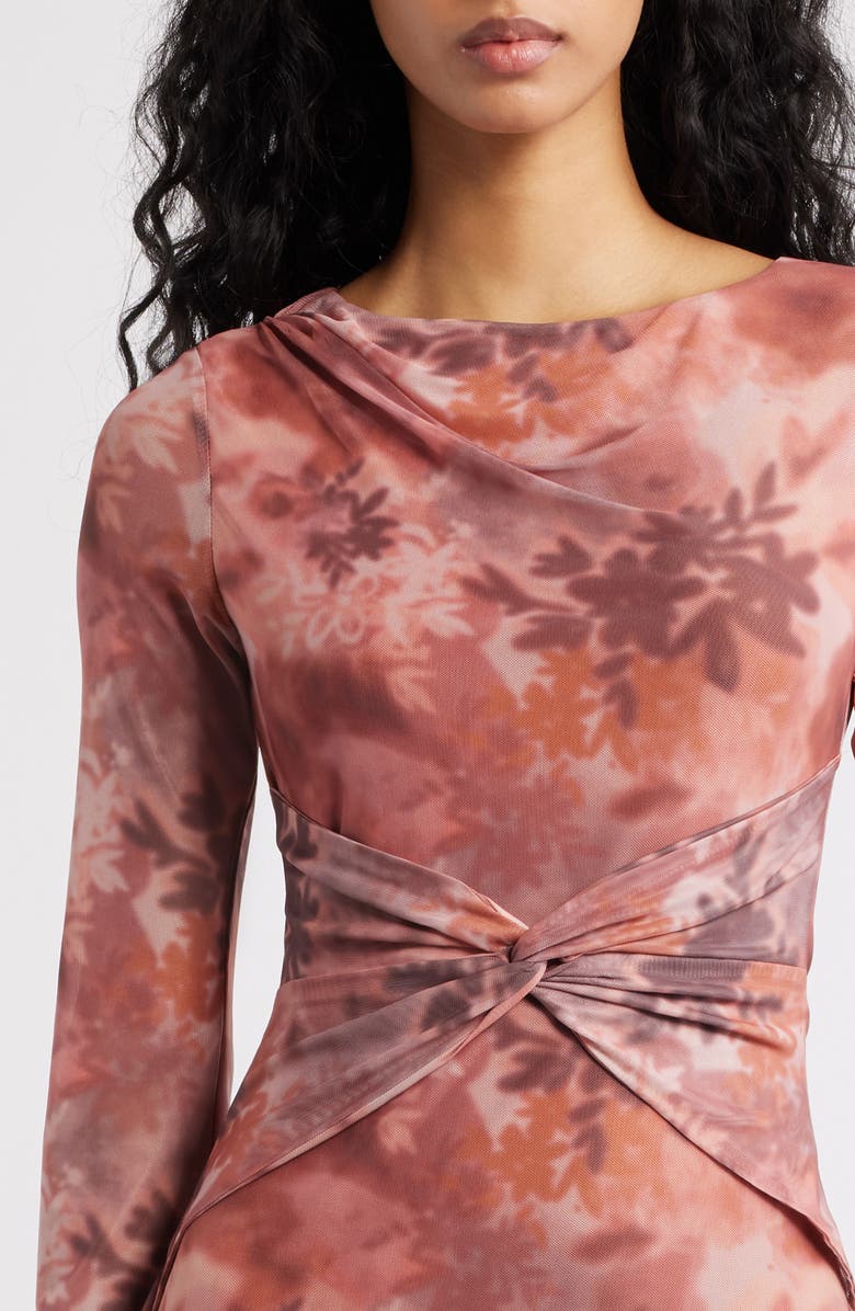 Petal & Pup Nash Long Sleeve Body-Con Dress, Alternate, color, Blurred Botanics