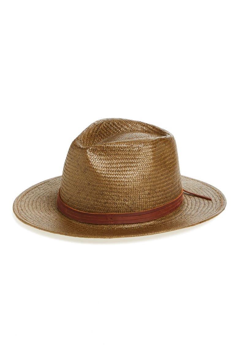 'Pacific' Straw Fedora, Main, color, BROWN