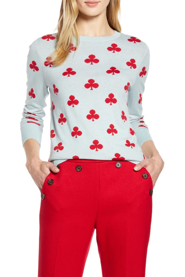 x Atlantic-Pacific Clover Sweater (Nordstrom Exclusive), Main, color, BLUE ITS IN THE CARDS PRINT