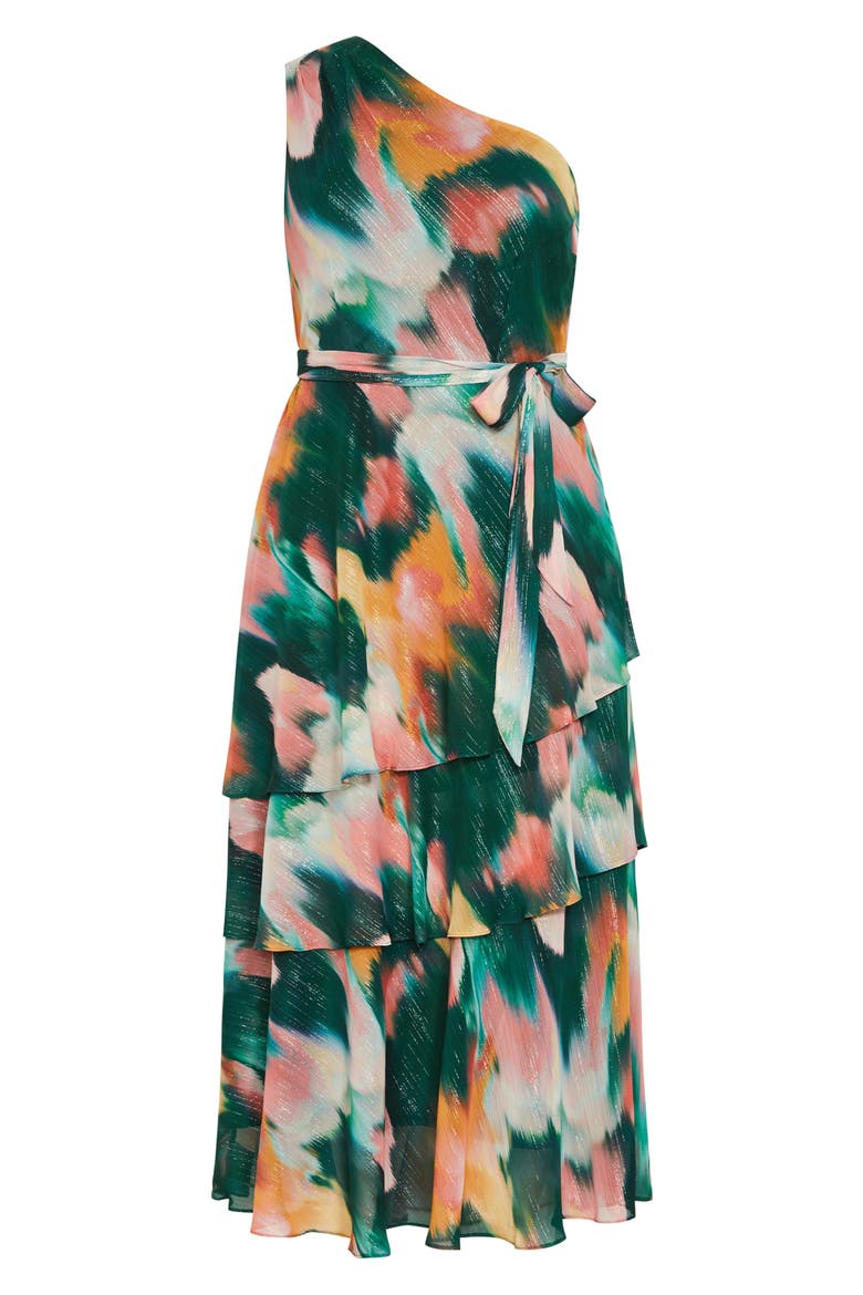 Rendezvous One-Shoulder Sleeveless Tiered Maxi Dress, Alternate, color, RENDEZVOUS