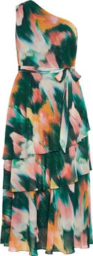 City Chic Rendezvous One-Shoulder Sleeveless Tiered Maxi Dress