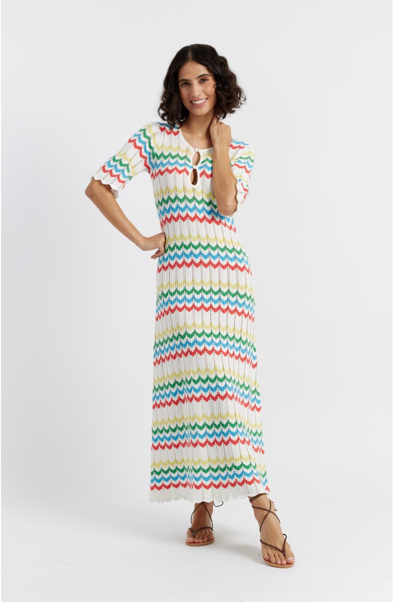 Chinti & Parker Cotton Chevron Stitch Dress, Main, color, 