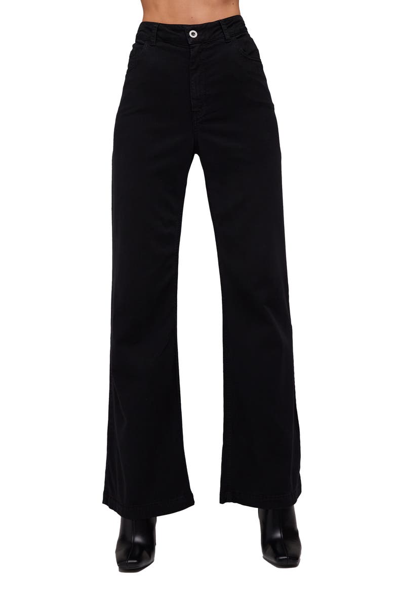 Harlow '70s High Waist Flare Jeans, Main, color, BLACK