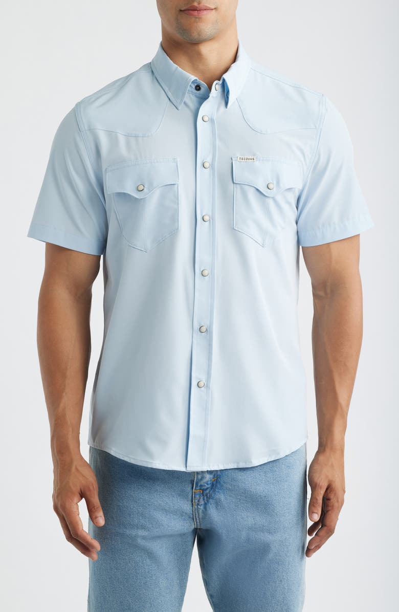 Tecovas Performance Western Short Sleeve Button-Up Shirt, Main, color, Sky