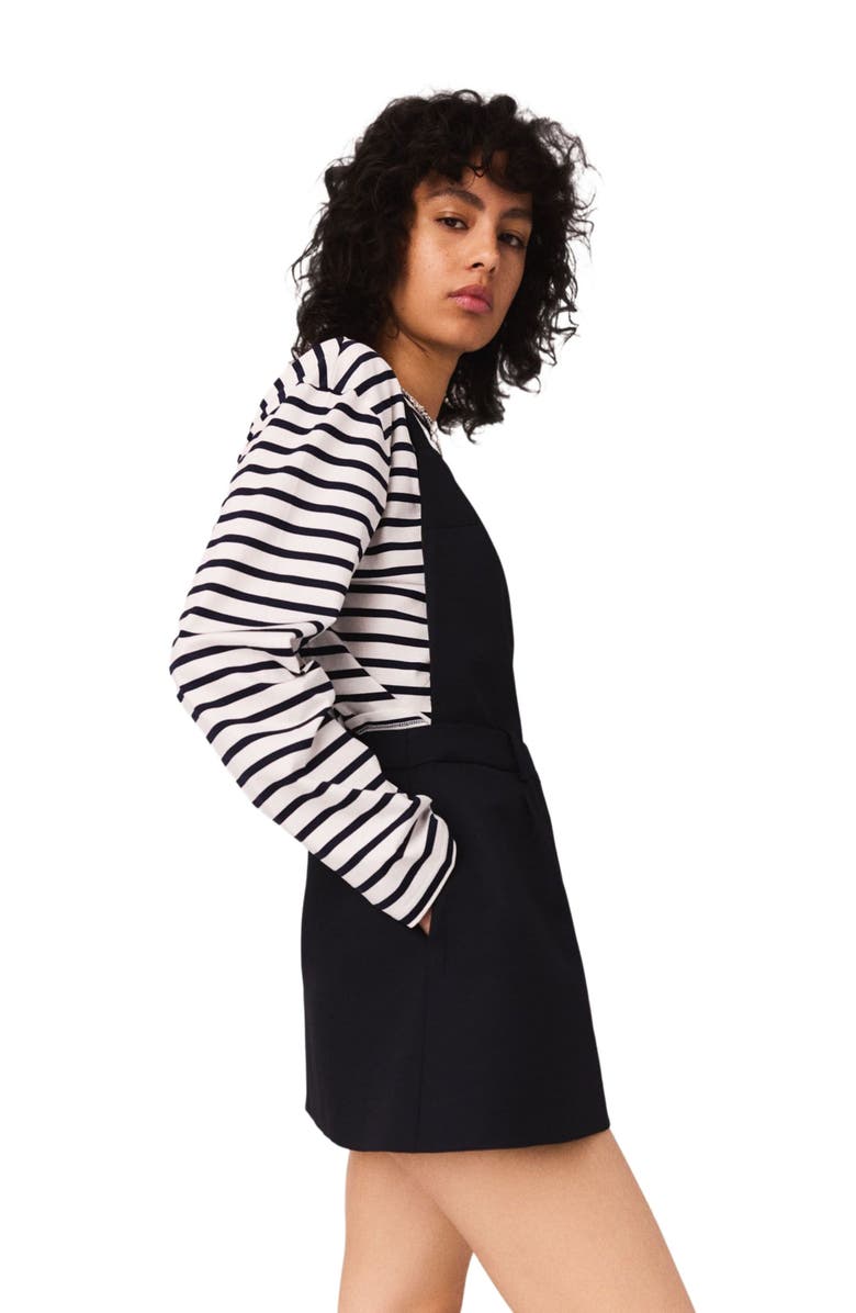 maje Pinafore strap dress, Alternate, color, Navy