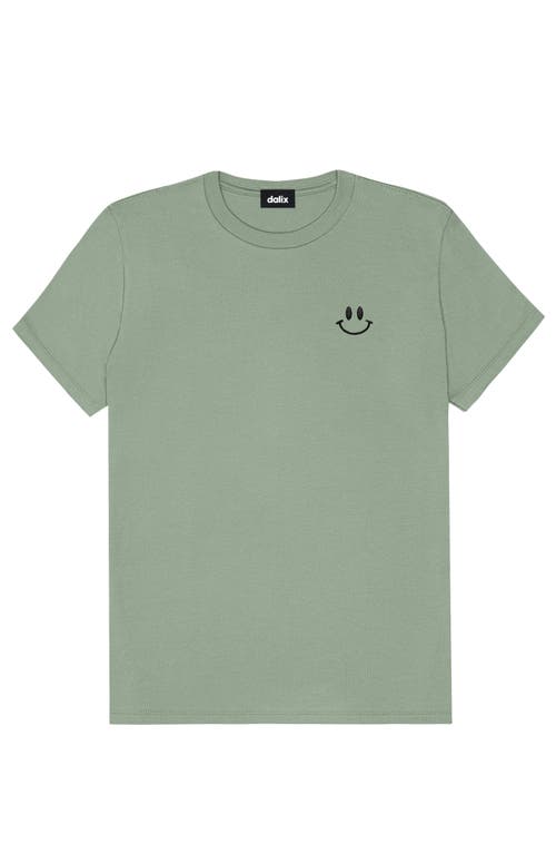 Dalix Smile Face Tee In Sage