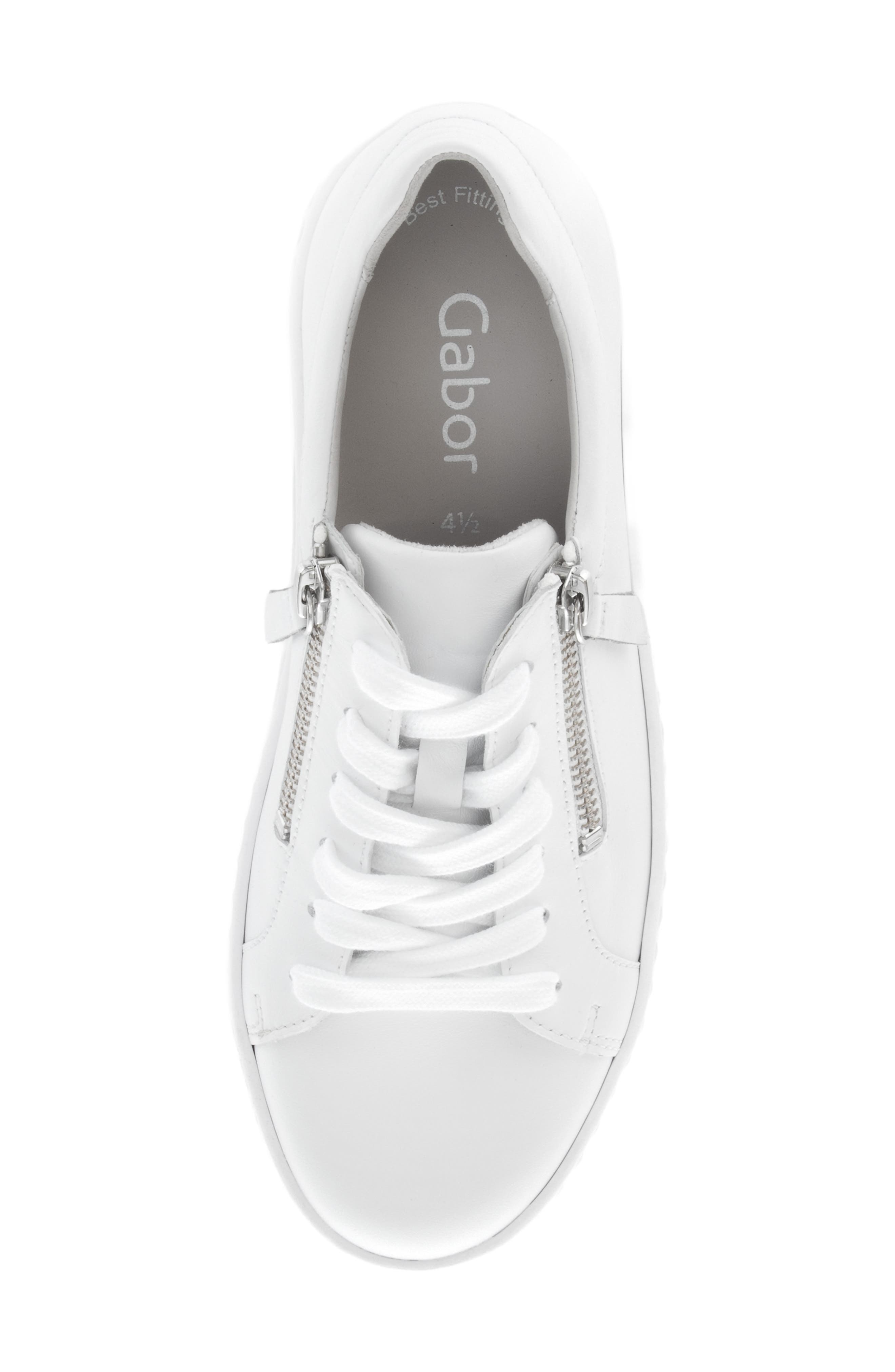 Platform Zip Sneaker, Alternate, color, WHITE/ SILVER