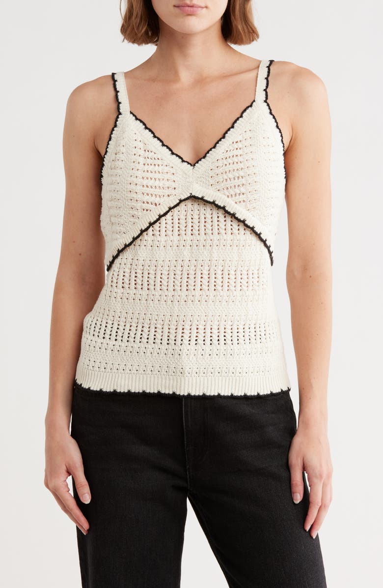 Democracy Cotton Tipped Sweater Tank, Main, color, Natural/ Black