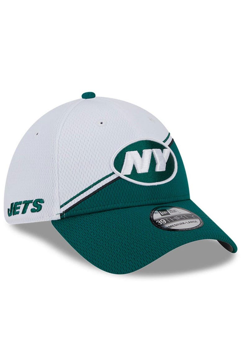Men's New Era  White/Green New York Jets 2023 Sideline 39THIRTY Flex Hat, Main, color, White