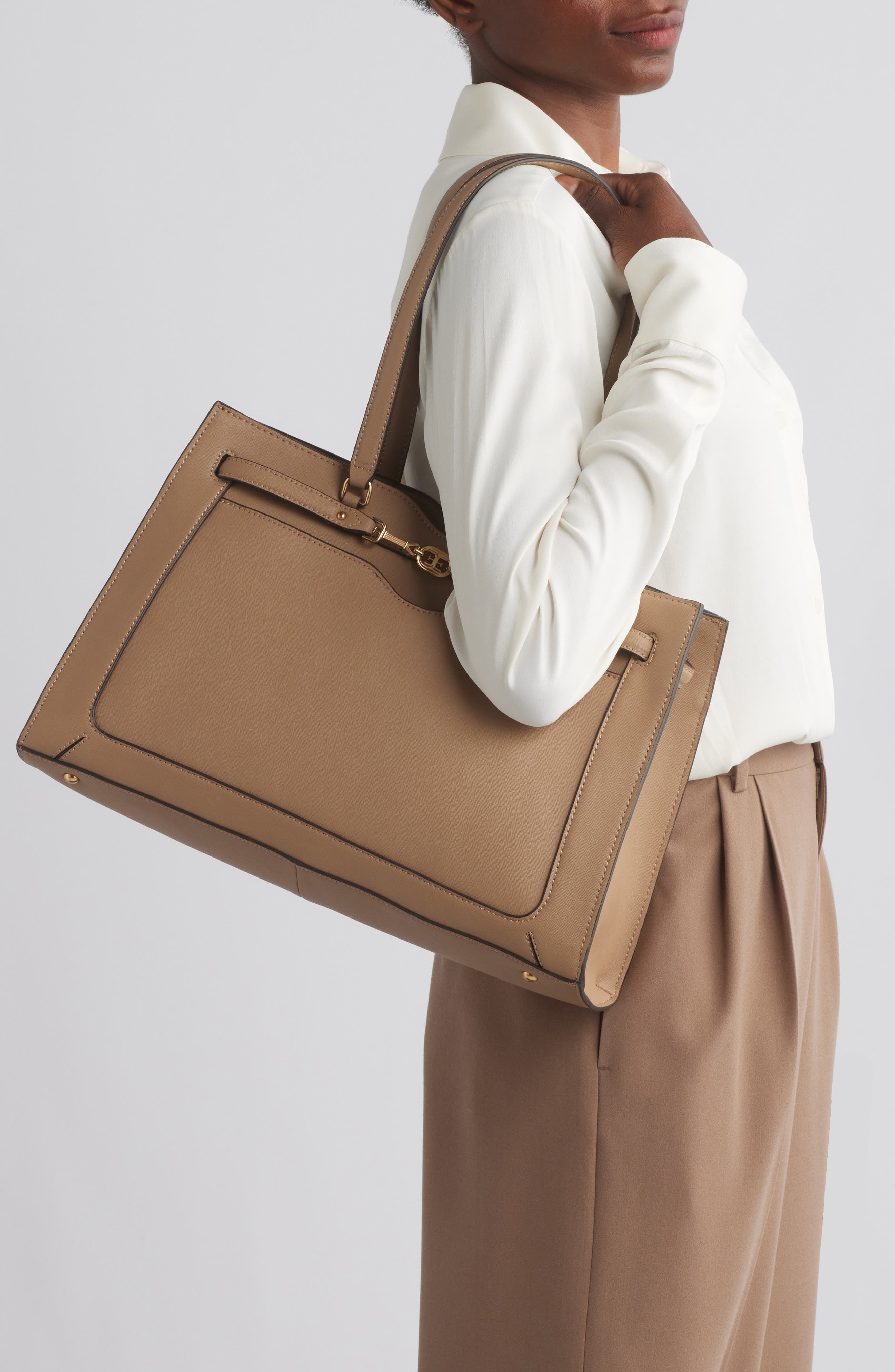 Loraine Leather Box Tote, Alternate, color, MEDIUM GREY